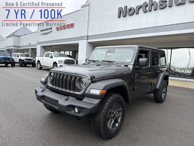 2026 Jeep Wrangler Sport S in Granite Crystal Metallic Clear-Coat Exterior Paint — front three-quarter view