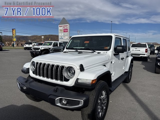 2026 Jeep Wrangler Sahara in Bright White Clear-Coat Exterior Paint — front three-quarter view