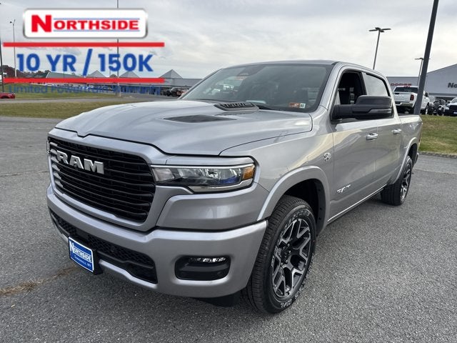 2026 RAM 1500 Laramie in Billet Silver Metallic Clear-Coat Exterior Paint — front three-quarter view