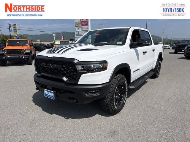 2026 RAM 1500 Rebel in Bright White Clear-Coat Exterior Paint — front three-quarter view