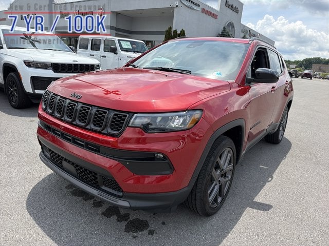 2026 Jeep Compass Latitude Altitude in Red Hot Pearl-Coat Exterior Paint — front three-quarter view