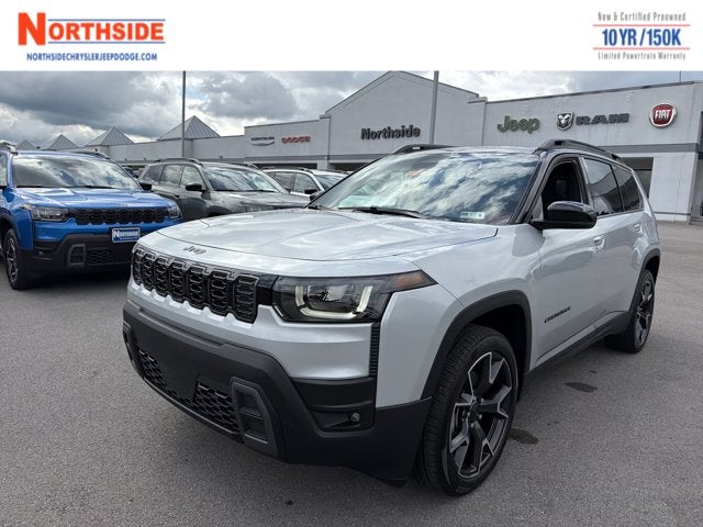 2026 Jeep Cherokee Overland in Silver Zynith Clear-Coat Exterior Paint — front three-quarter view