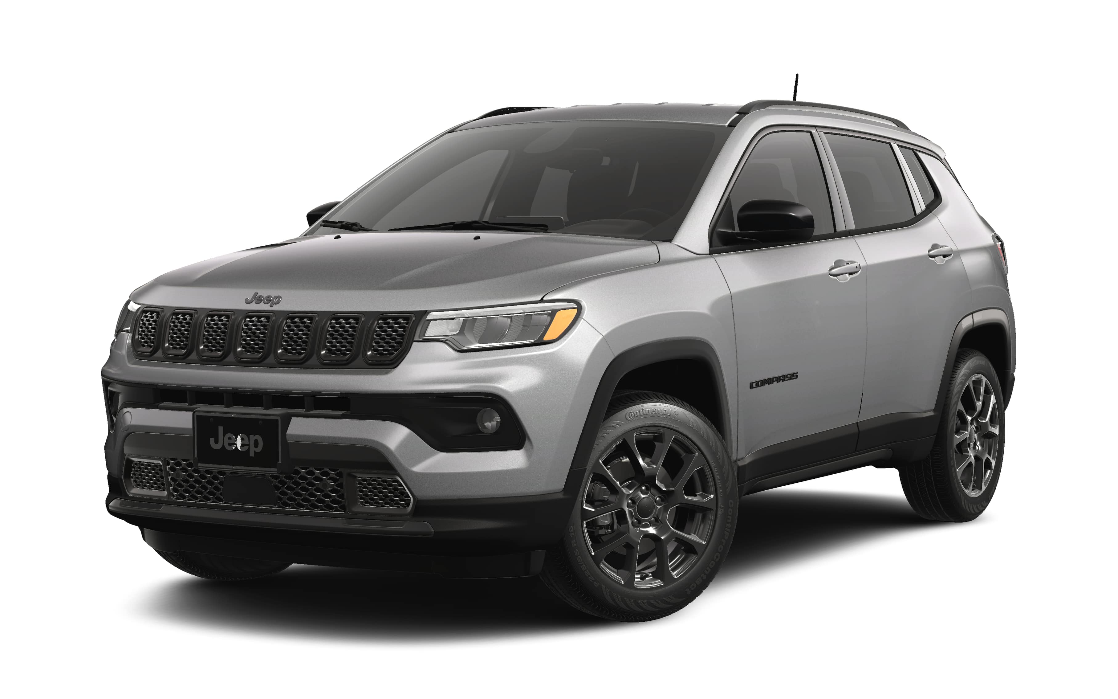 2026 Jeep Compass Latitude Altitude in Silver Zynith Metallic Clear-Coat Exterior Paint — front three-quarter view