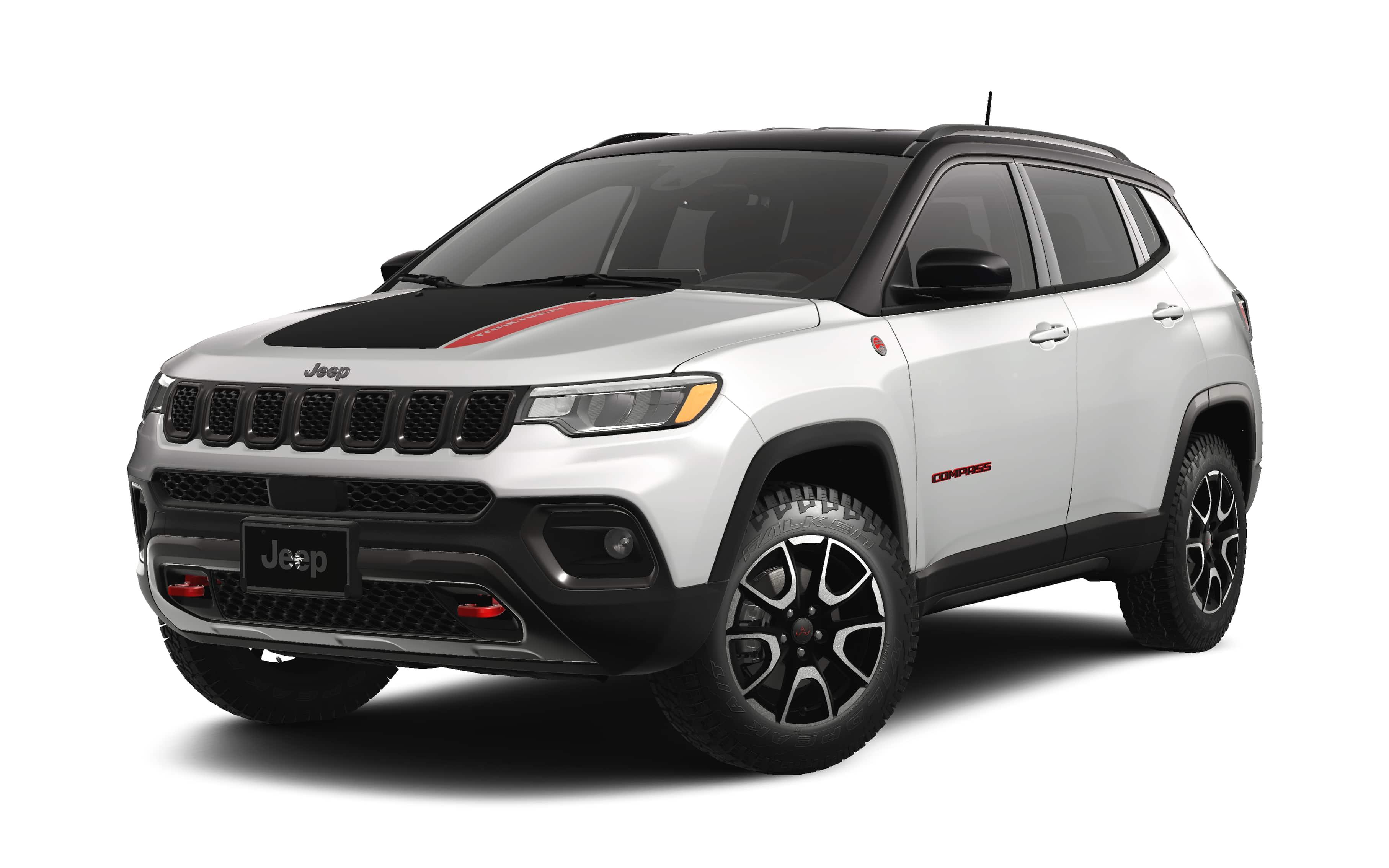 2026 Jeep Compass Trailhawk in Bright White Clear-Coat Exterior Paint — front three-quarter view