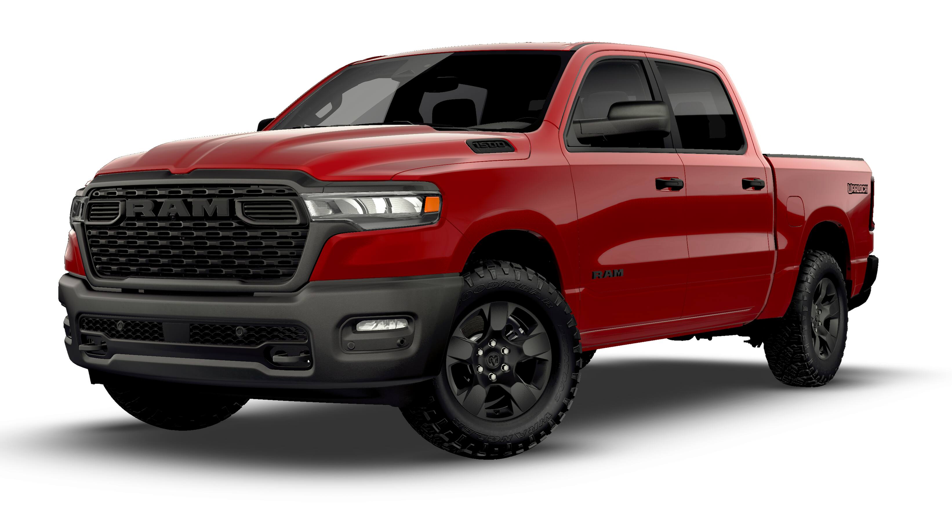2026 RAM 1500 Warlock in Molten Red Pearl-Coat Exterior Paint — front three-quarter view