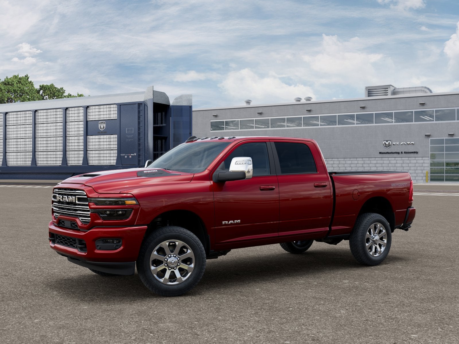 2026 RAM 2500 Laramie in Molten Red Pearl-Coat Exterior Paint — front three-quarter view