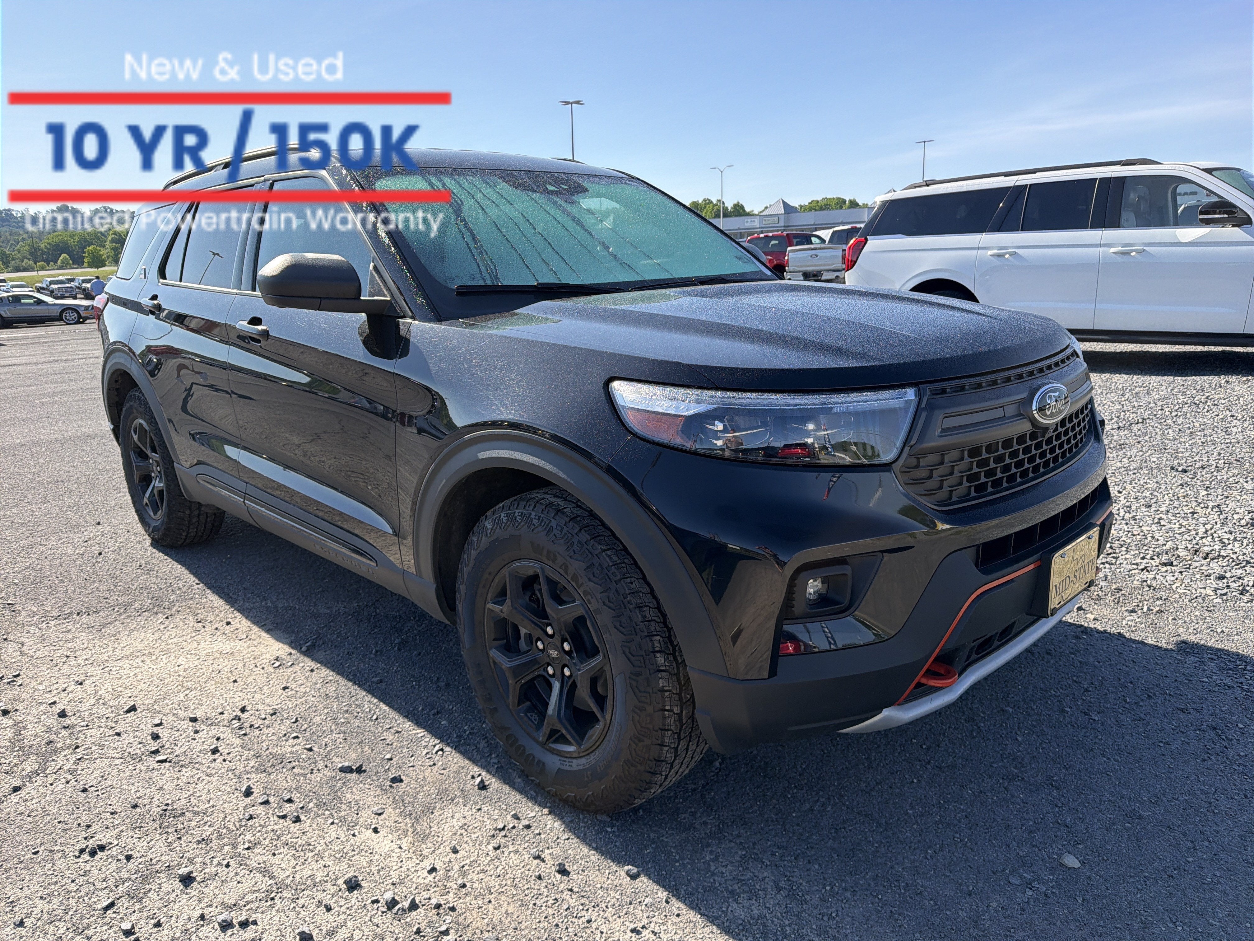 2022 Ford Explorer Timberline in Black Metallic — front three-quarter view